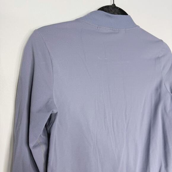 Athleta XSmall XS Light Purple Gray Bombtastic Knit Bomber Jacket Stretch Nylon - Picture 5 of 10